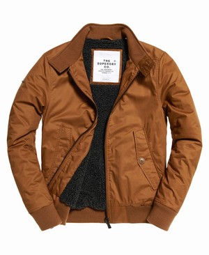 Superdry Winter Longhorn Harrington Férfi Kabát Barna | QRZEA2365